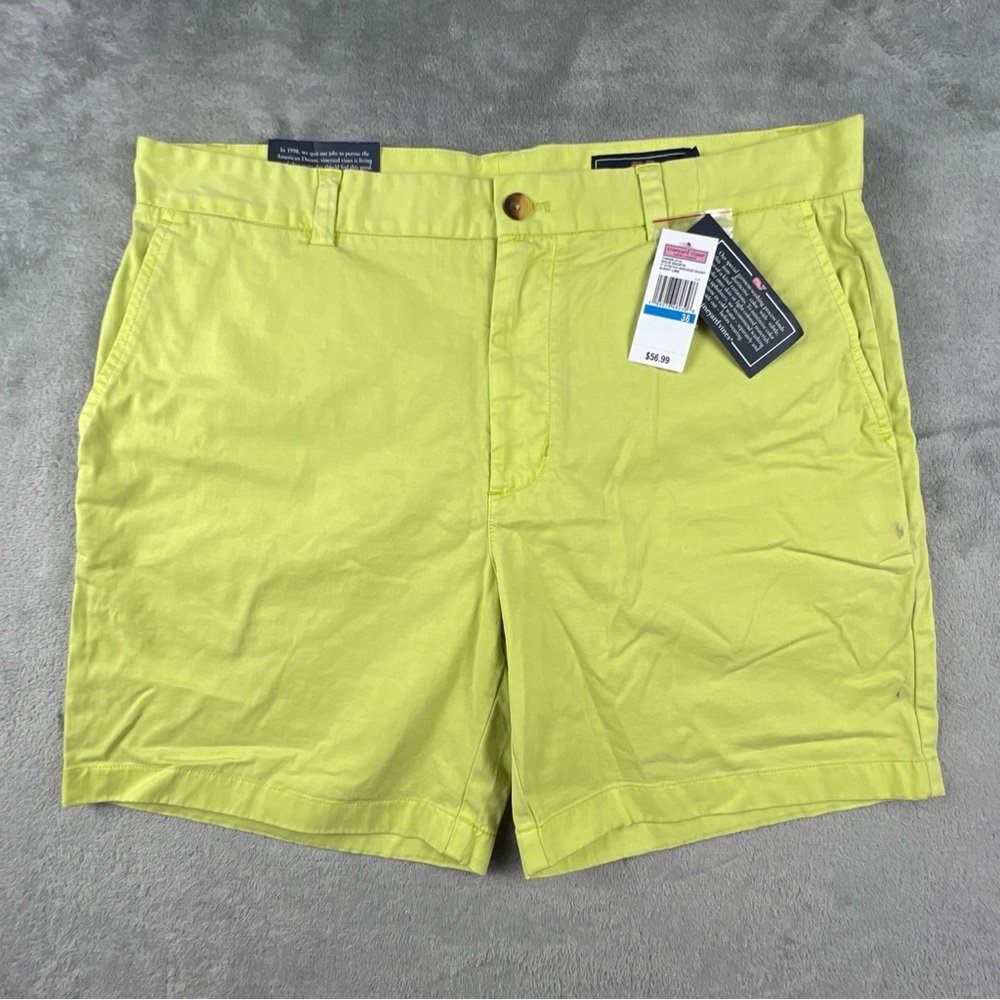 Vineyard Vines Breaker Shorts Mens 36 Classic 7"  Lime Chino Stretch Flat NWT